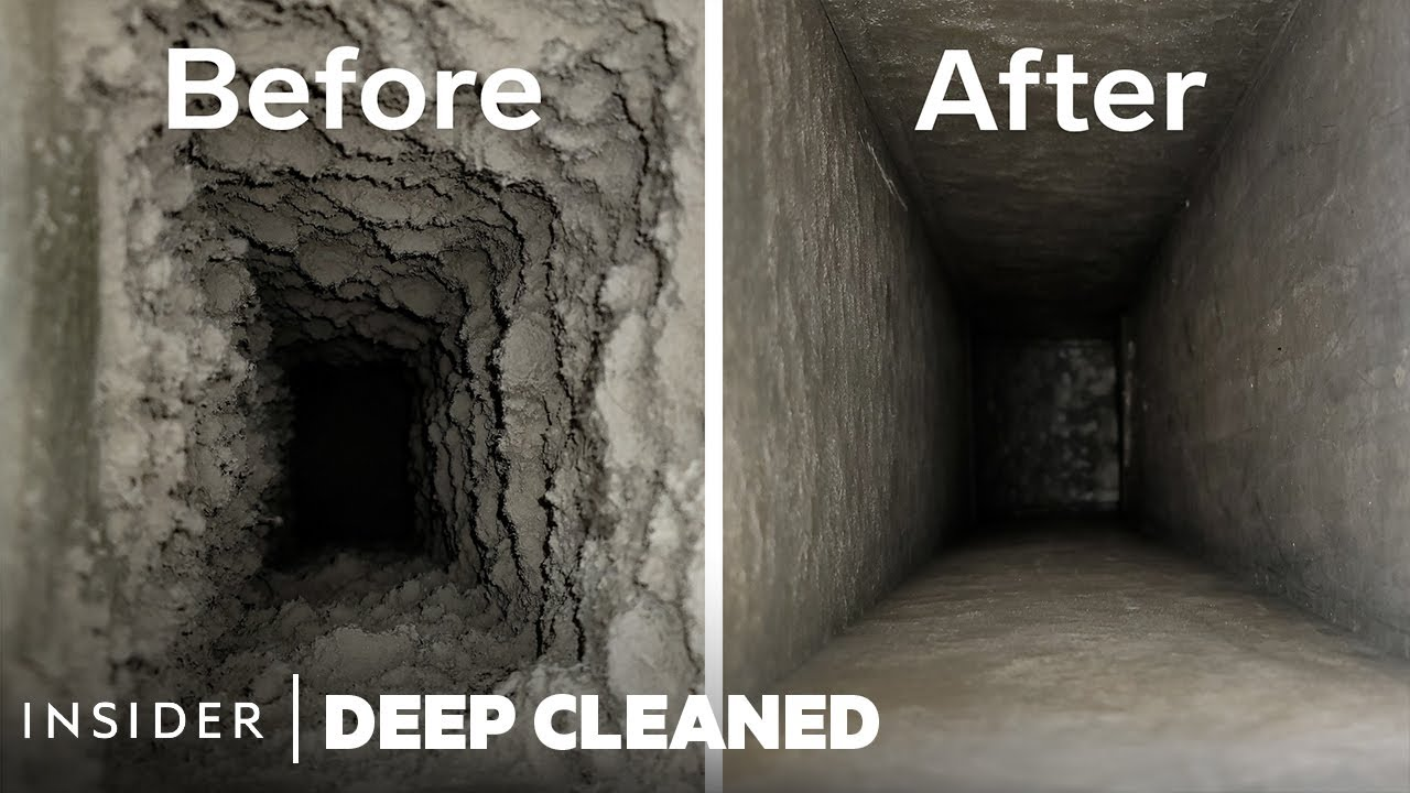 Residential supply duct β 8 years since last cleaning before and after cleaning